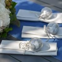 Decoration fete avec boule pvc paillettee argent