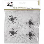 Toile d'araignée décorative blanche de 113grs + 6 araignées pour la fête d'Halloween (x1) REF/32000
