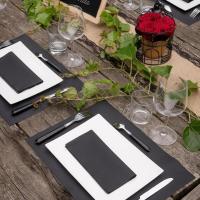 Decoration fete set de table noir tissu airlaid