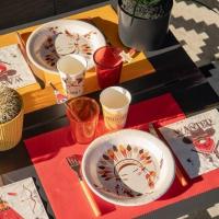 Decoration fete set de table rouge airlaid