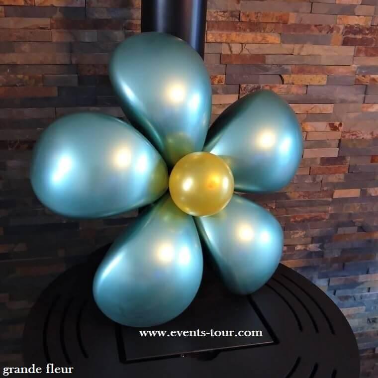 Decoration fleur ballons latex metallique vert sauge olive dore or