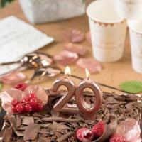 Decoration gateau anniversaire 20 ans rose gold metallique