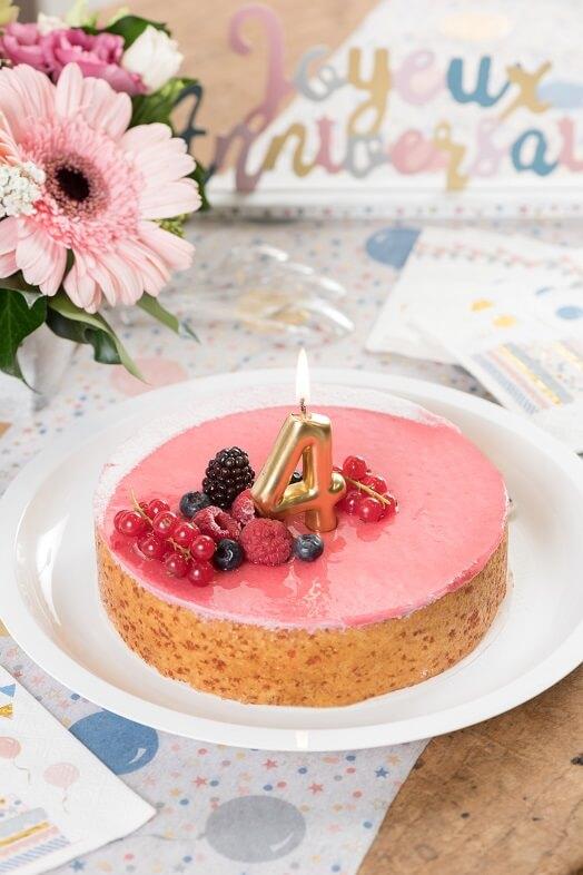 Decoration gateau anniversaire 4ans or