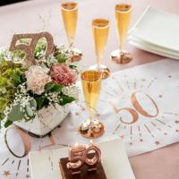 Decoration gateau anniversaire 50 ans rose gold metallique