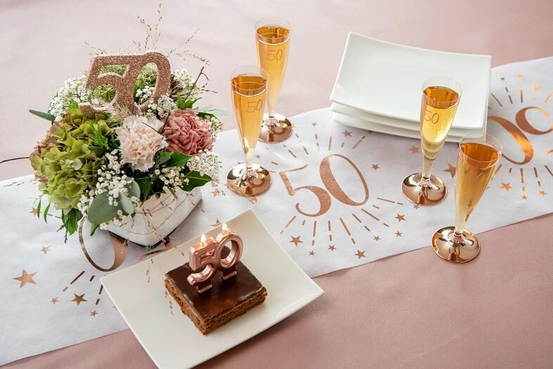 Décoration gâteau anniversaire bougie 50ans rose gold R/6932