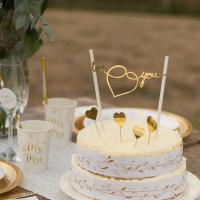 Decoration gateau de mariage or et blanc