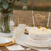 Decoration gateau mariage blanc et or