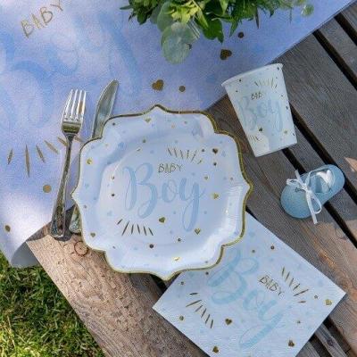 Decoration de table garcon gobelet bleu baby shower