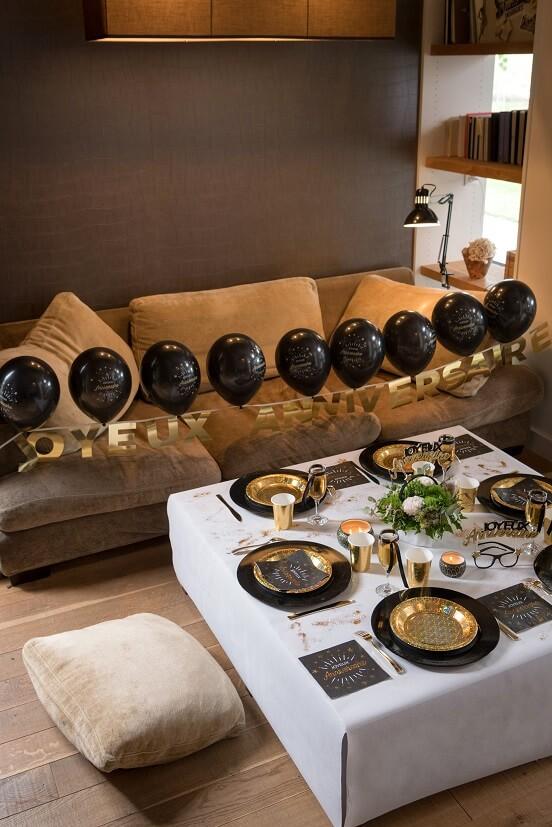 Decoration guirlande lettre anniversaire dore or metallise