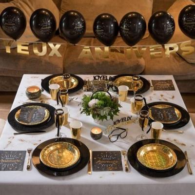 Guirlande lettre joyeux anniversaire dore or metallique