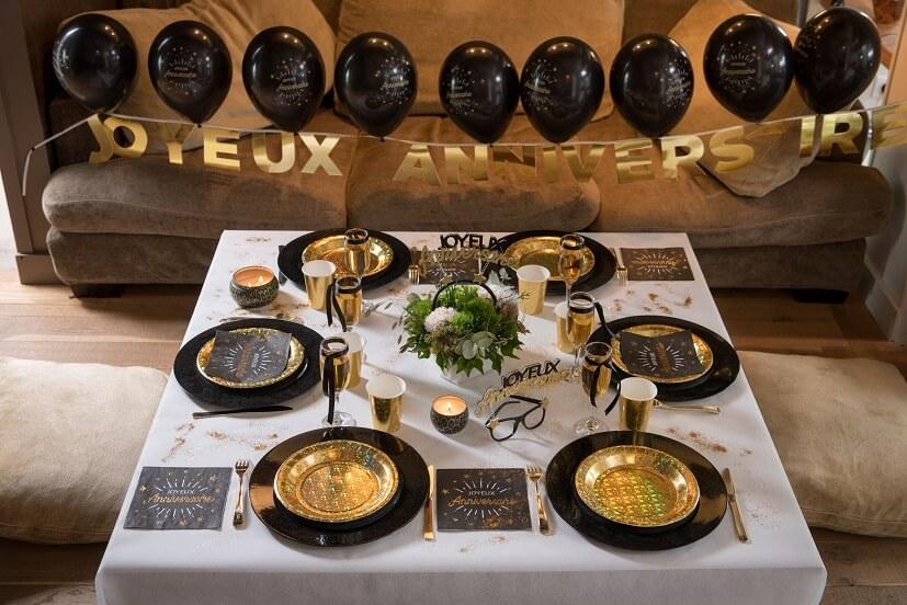 Decoration guirlande lettre joyeux anniversaire dore or