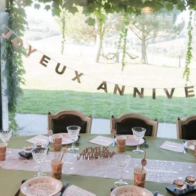 Decoration guirlande lettre joyeux anniversaire rose gold