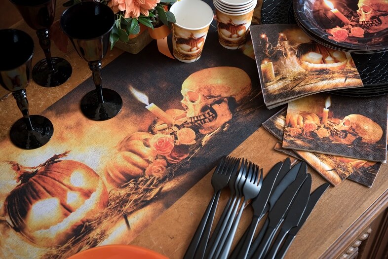 Decoration halloween crane et citrouille