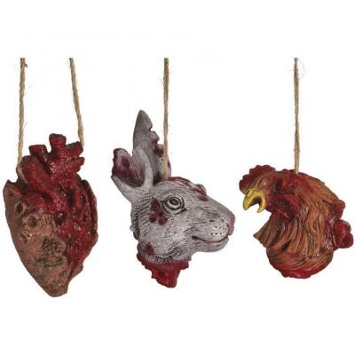 Décoration Halloween morbide avec morceaux d'animaux factices à suspendre (x1) REF/22577 Modèle aléatoire