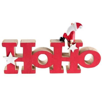 Décoration lettre en bois de Noël rouge: HOho (x1) REF/6611