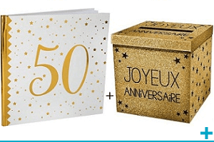 Decoration livre d or et tirelire urne joyeux anniversaire