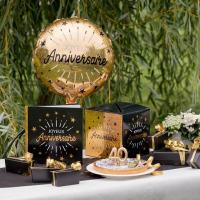 Decoration livre dor et urne anniversaire noire et doree metallique