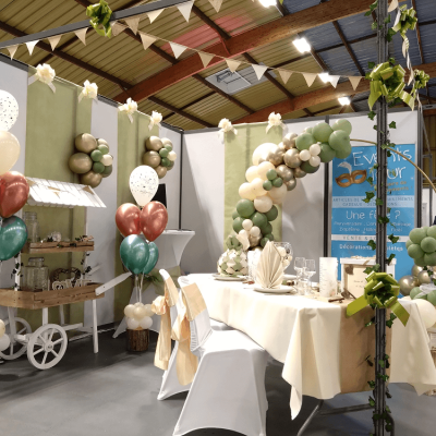 Prestation ballon rosace blanc et dore or decoration fete