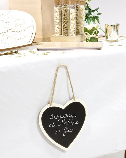 Decoration mariage coeur a suspendre en ardoise