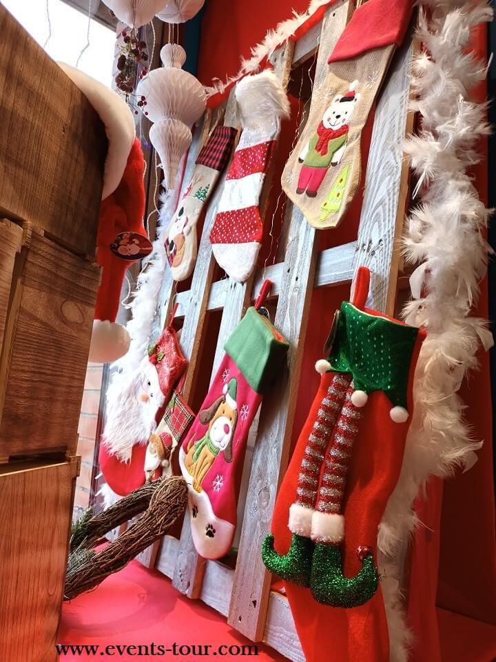 Decoration mini chaussette botte grelot noel