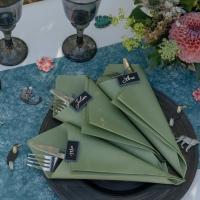Decoration pliage de serviette champetre tropical chic vert olive sauge