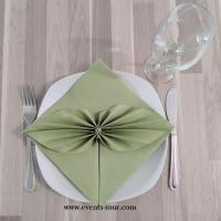 Decoration pliage de serviette elegant airlaid vert olive sauge champetre