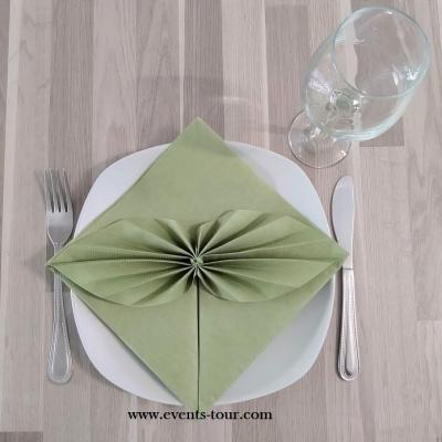 Decoration pliage de serviette elegant airlaid vert olive sauge champetre