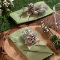 Decoration pliage de serviette noel champetre vert olive et sauge