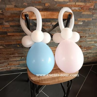 Prestation decoration bapteme baby shower tetine rose bleu blanc ballon latex