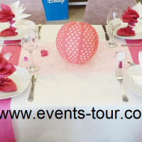 Decoration ruban de table rose fuchsia