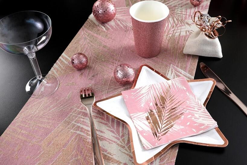 Decoration serviette cocktail jungle tropical rose