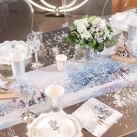 Decoration serviette de table de noel avec cerfs givres