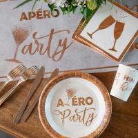 Decoration serviette de table fete apero party blanc et rose gold