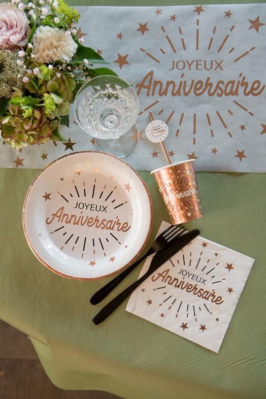 Banderole joyeux anniversaire étincelant blanc/rose gold - Décoration de  salle - Anniversaire