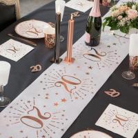 Decoration serviette et chemin de table 20 ans anniversaire rose gold