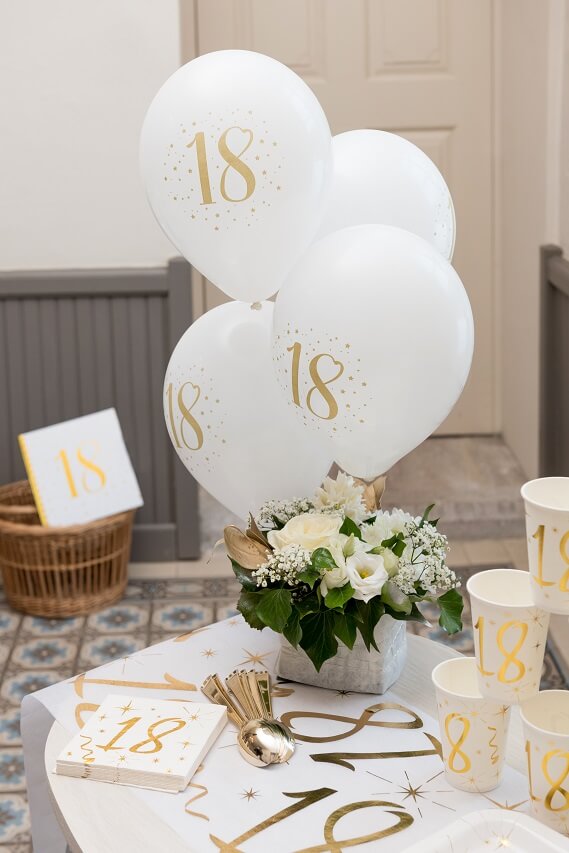 Serviette Anniversaire 18 Ans Blanc Et Or - Livraison 24/48H