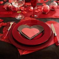 Decoration set de table coeur rouge st valentin