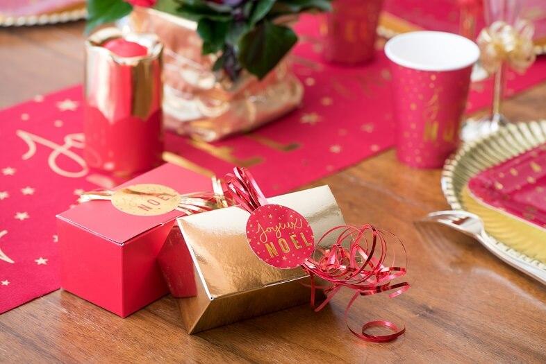 Decoration stickers joyeux noel rouge et or