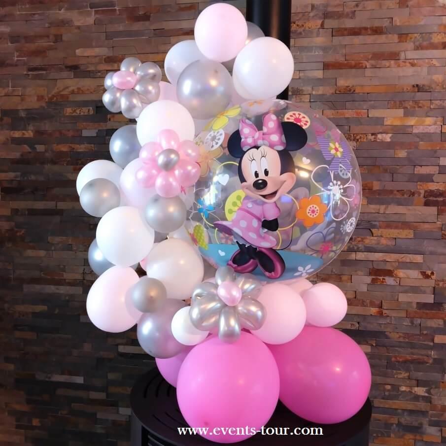 Kit arche de ballons organiques thème minnie mouse noir rose