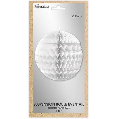 Decoration de salle avec suspension boule eventail blanche