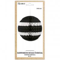 Decoration suspension boule eventail noire et blanche