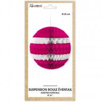 Decoration suspension boule eventail rose fuchsia et blanche