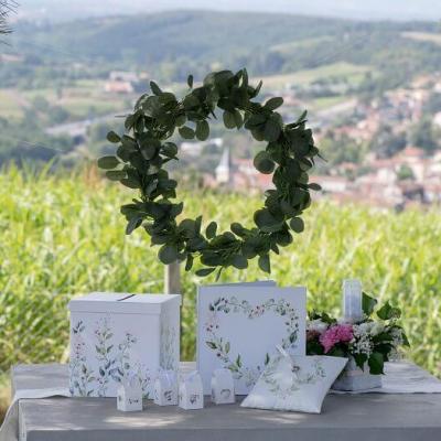 Urne tirelire mariage coeur champetre fleurs