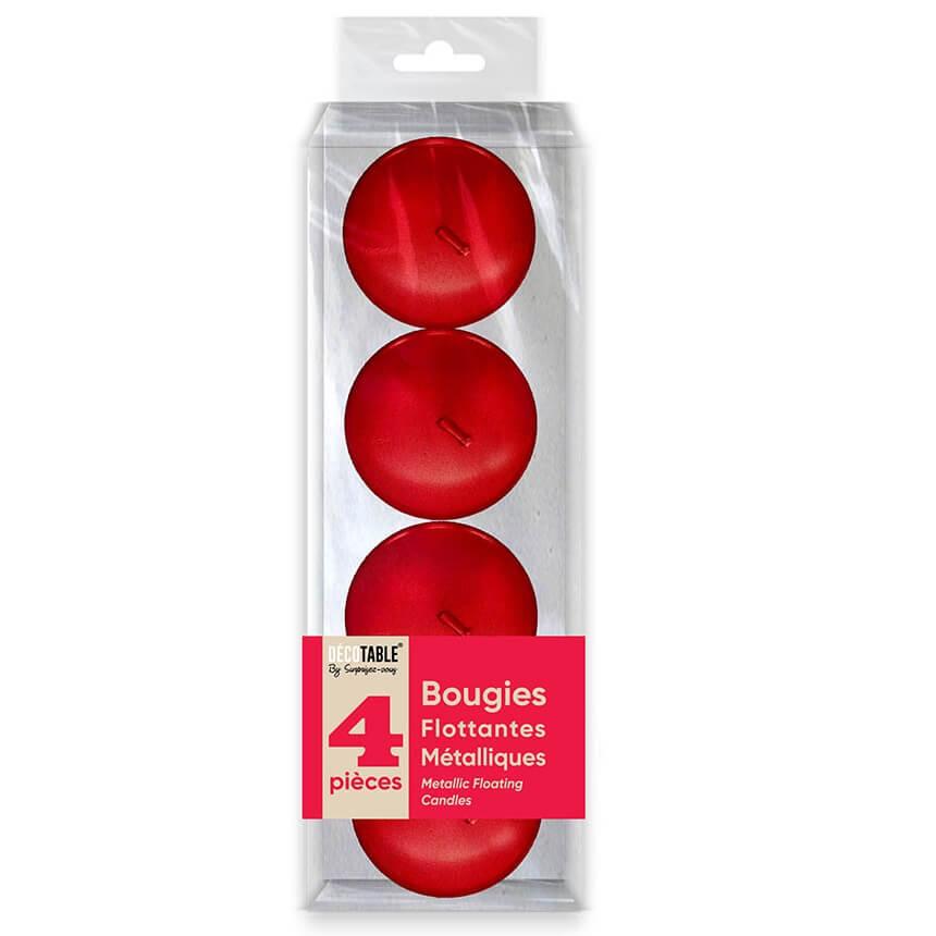 Décoration vase bougie flottante métallisée rouge R/BOMFR