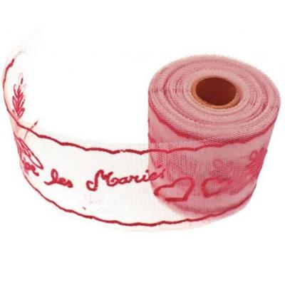 Ruban tulle mariage vive les maries rouge