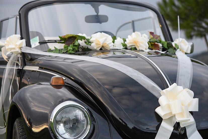 Decoration voiture mariage beige noeud automatique