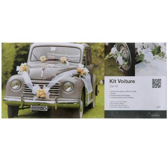 Décoration Kit pour Voiture Mariage Roses Blanc