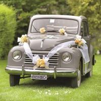 Decoration voiture mariage ivoire elegant noeud automatique