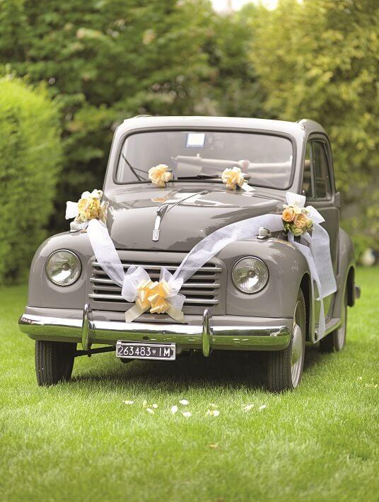 Decoration voiture mariage ivoire elegant noeud automatique