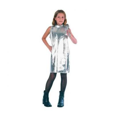 Costume robe argent Rock Girl / Disco REF/88841 (Déguisement fille 5 à 6 ans)